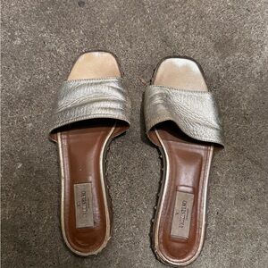 Valentino Metallic Gold Leather Slide Mules